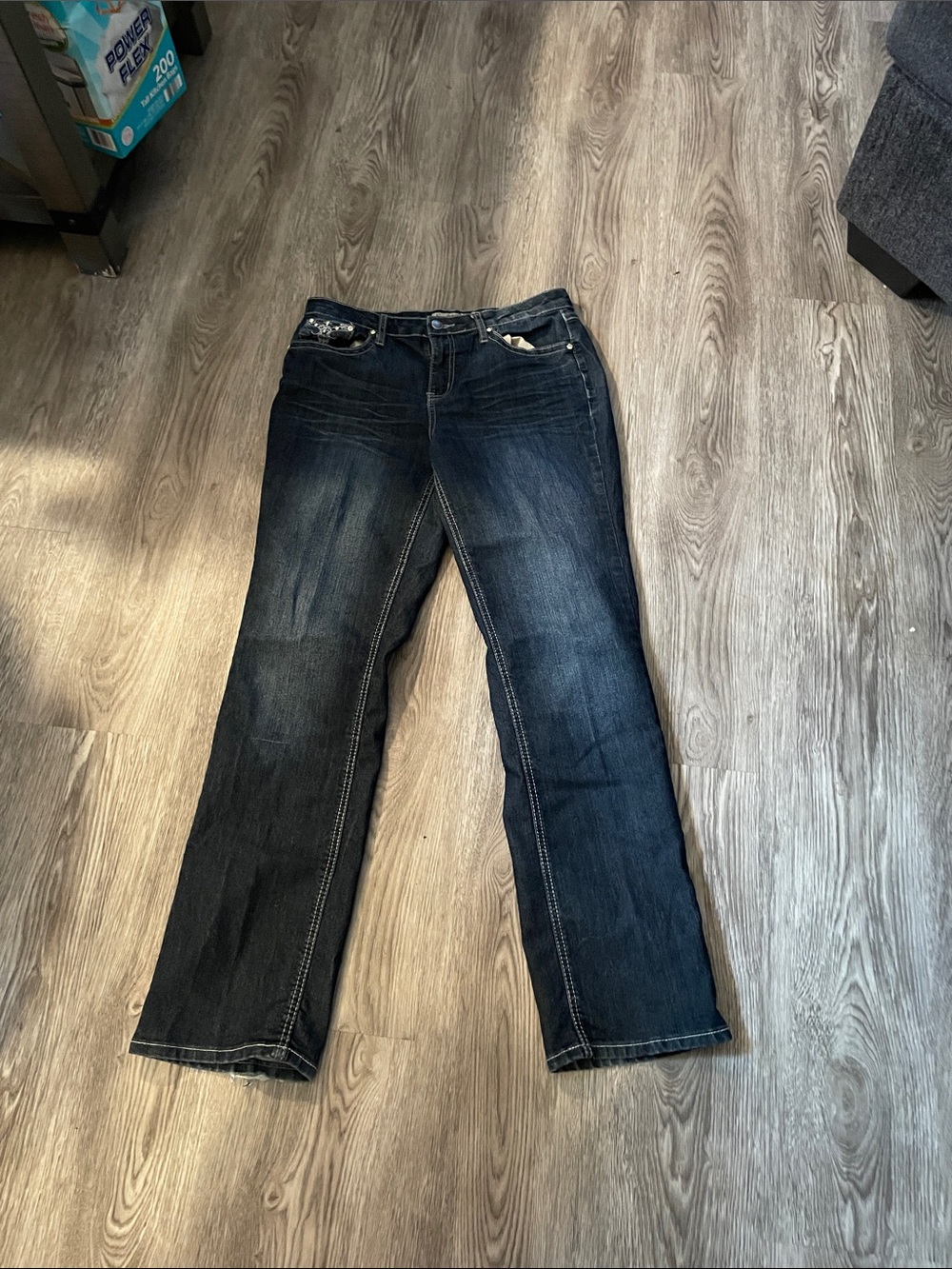 Earl Jeans Women Straight Leg Dark Blue Denim Jeans